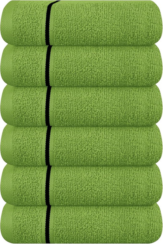 MyOwn Ultra Soft Cotton 6 -Piece Hand Towel Set 16x24 Inch, Ideal for use in Bathroom, Kitchen, Gym, Spa & General Cleaning, Compact & Lightweight Multi Purpose Hand Towels - Kiwi Green