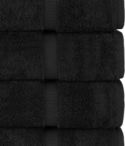 Chakir Turkish Linens | Hotel & Spa Quality 100% Cotton Premium Turkish Towels | Soft & Absorbent (4-Piece Bath Towels, Black)