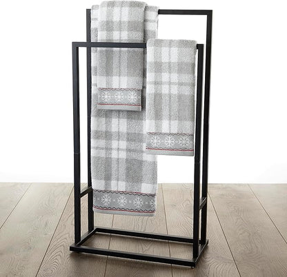 SKL Home Winter/Christmas Whistler Plaid Hand Towel 2pc Set for Bath/Kitchen/Bar & Gift, Gray