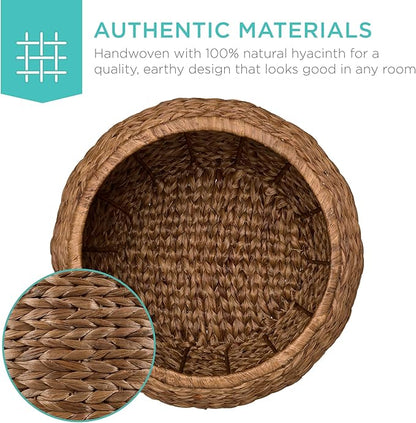 Best Choice Products Multipurpose Hyacinth Storage Basket, Plant Décor, Handwoven Organizer Tote for Bedroom, Living Room, Nursery, w/Lid - Chestnut