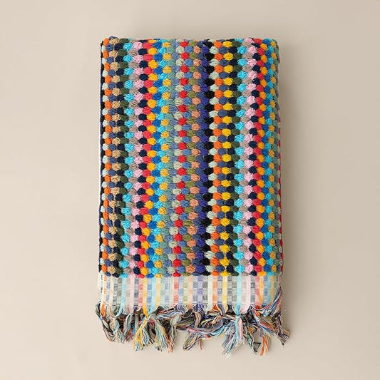 Pom Pom Turkish Bath and Beach Towels - Thick, Soft, Luxurious 100% Turkish Organic Cotton Bubble Weave Towels (Mixed Colors, 35 x 67 Bath Size)