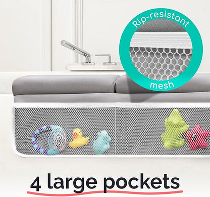 Baby Bath Kneeler and Elbow Rest Pad Set - Kneeling pad for Bathing Baby and Toddlers - Memory Foam Cushion - Holds Bath Accessories and Essentials - Comfort and Support for Your Knees