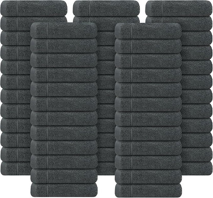 Tens Towels Pack of 60 Washcloths, 12 x 12 Inches, Lighter Weight, Quick to Dry, Super Soft & Absorbent, Gentle Face Towels, Hotel Quality, Perfect for Bathroom, Gym, Spa, Dark Grey