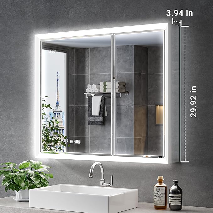 Side Mirrored Kits, 4'' W x 30'' H Decorative Side Mirrors Set of 2 for 30-Inch-Height Beveled Lighted Mirror Cabinet Surface-Mounting-Use Only (for Model-Anglora)