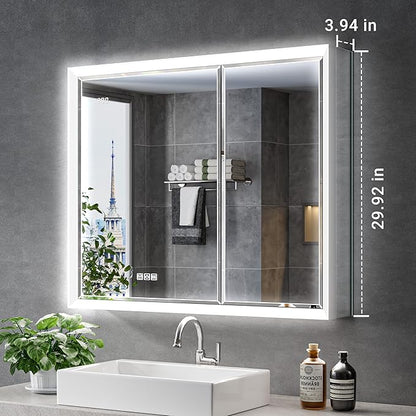 Side Mirrored Kits, 4'' W x 30'' H Decorative Side Mirrors Set of 2 for 30-Inch-Height Beveled Lighted Mirror Cabinet Surface-Mounting-Use Only (for Model-Anglora)