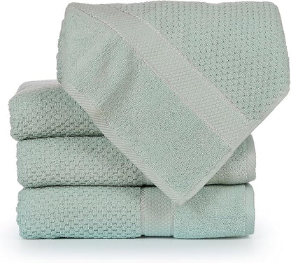 Ample Decor Bath Towels for Bathroom Set of 4 100% Cotton Popcorn Textured - Mint Green- 30 X 54 Inch