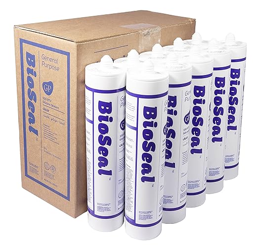 Clear BioSeal Waterproof Caulk & Sealant 100% RTV Silicone Sealant, 10oz Cartridge, Low Odor & Won't Yellow Silicone Clear, (Pack of 10)