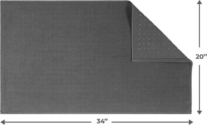 Cotton Paradise 100% Cotton Non Slip Bath Mats for Bathroom, 20x34 inch Soft Absorbent Quick Dry Machine Washable Floor Bath Mat, Dark Gray