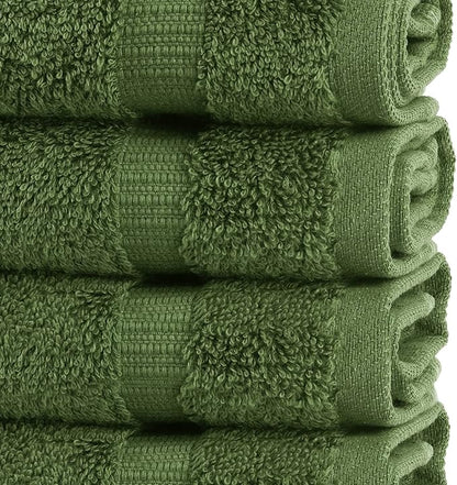 Chakir Turkish Linens Premium Cotton Absorbent Turkish Towels (Washcloths - 12 Piece, Moss)
