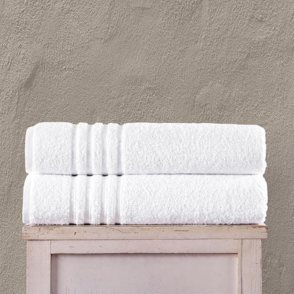 Hammam Linen Jumbo Large Bath Sheets Towels 2-Pack 35 x 70 Inches Soft and Absorbent, Premium Quality 100% Cotton Towels (White, Bath Sheet)