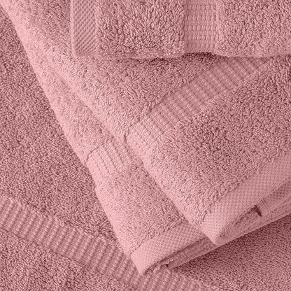 SALBAKOS 100% Turkish Cotton Hand Towel Set of 6 16x30 inch | Heirloom Quality | Hotel & Spa Collection | Ultra Soft, Super Absorbent, Long Lasting Hand Towels | Made in Turkey (Rose, 6 Hand Towels)