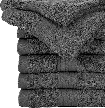 Ample Decor Wash Cloths for Bathroom, 600 GSM 100% Cotton Soft Absorbent WashCloth – 20Pcs Gray