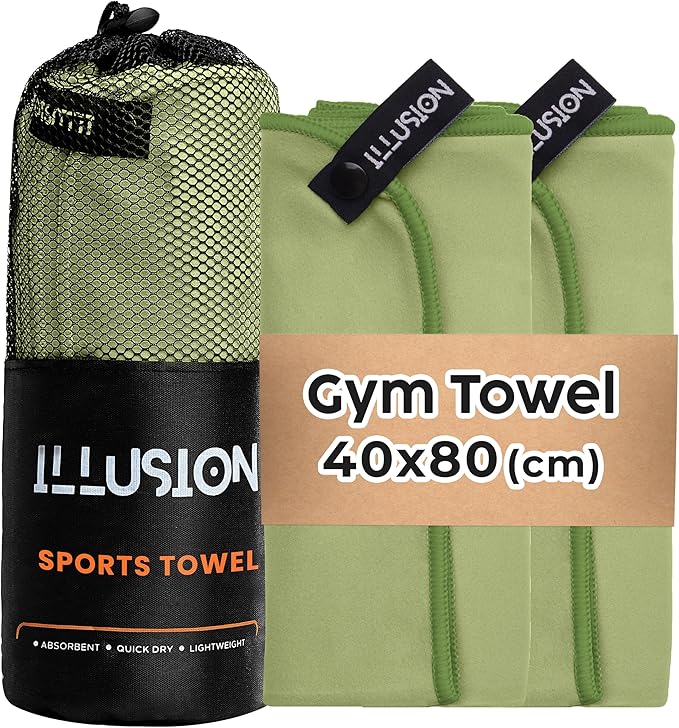 illusion Small Microfiber Gym Towels for Men and Women Active Sports (32" L x 16''W)-Lightweight Quick Dry Gym Towel for Sweat-Workout Towels Ideal for Yoga, Camping, Running, and Outdoor Activities