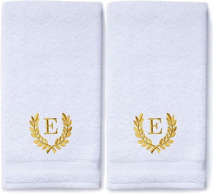 Decorative and Monogrammed Hand Towels for Bathroom Kitchen Makeup | Personalized Gift for Wedding-Bridal | Roman Font Custom Luxury Turkish Towel | Spa Collection, Oversized, 16 X 30 Inch, Set of 2
