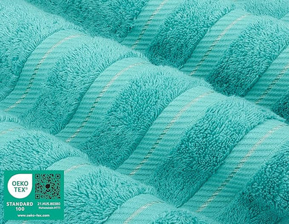 American Soft Linen Premium 3 Piece Towel Set, 1 Bath Towel 1 Hand Towel 1 Washcloth, 600 GSM 100% Cotton Turkish Towels for Bathroom, Turquoise Towel Set