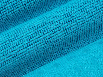 Cotton Paradise 100% Cotton Non Slip Bath Mats for Bathroom, 20x34 inch Soft Absorbent Quick Dry Machine Washable Floor Bath Mat, Aqua Blue Bath Rug