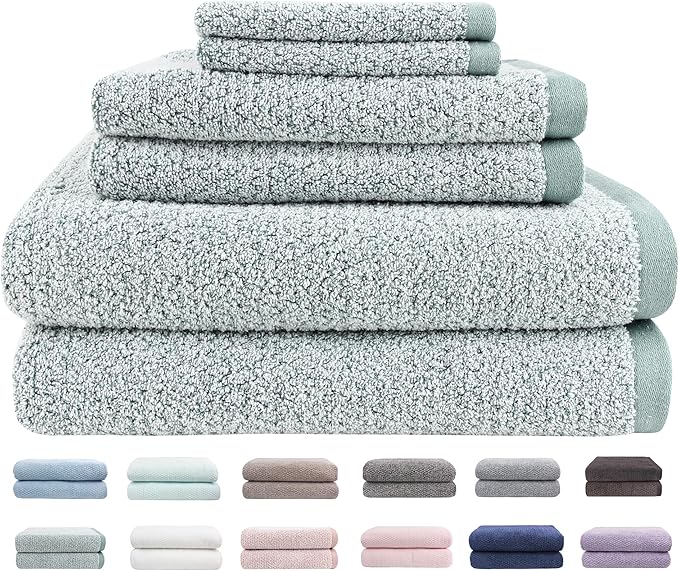 Everplush Diamond Jacquard 6 Pieces Bath Towel Set, Luxury Super Soft Oversized everplush Towels, Highly Absorbent everplush Diamond Jacquard Quick Dry Bath Towel for Bathroom Lagoon