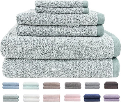 Everplush Diamond Jacquard 6 Pieces Bath Towel Set, Luxury Super Soft Oversized everplush Towels, Highly Absorbent everplush Diamond Jacquard Quick Dry Bath Towel for Bathroom Lagoon