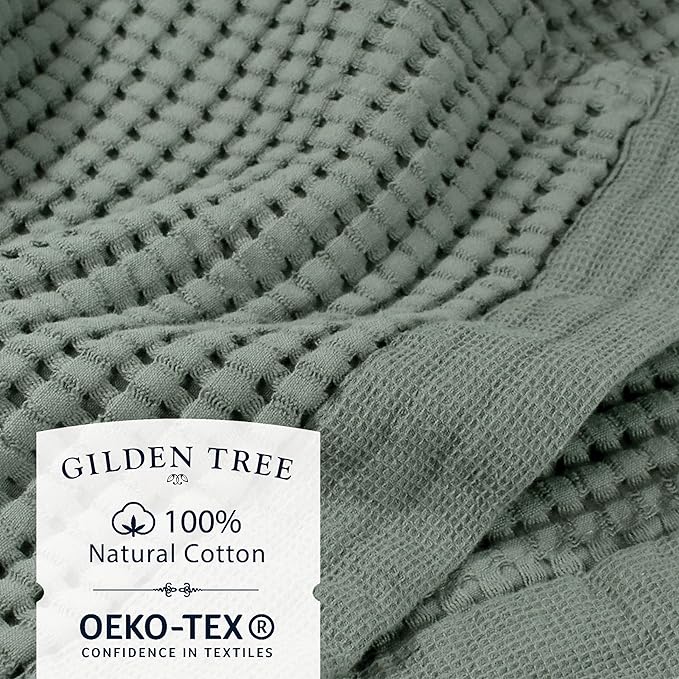 GILDEN TREE Waffle Bath Sheet Quick Dry Towel, Thin Luxury Bath Towels, 40x80 Large Bath Towels 2 Pack Bath Sheets, Modern Style (Sage Grey)