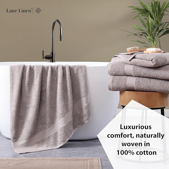 LANE LINEN 100% Mercerized Cotton Bath Sheets Set of 4 (35"x66") - Premium Quality Ring Spun Tech, Eco Friendly Extra Large Towel Sets - Oeko-TEX Certified, Daily Use Bathroom Towels - Platinum