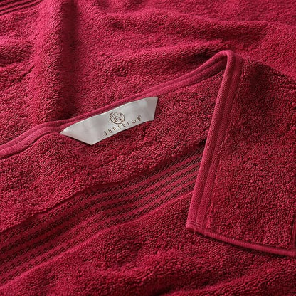 Superior Egyptian Cotton Bath Towel Set, Home Bathroom Towels, Master, Guest Bath, Decor Essentials, Quick Dry, Absorbent, Large Body Towels, Spa, Hotel, Resort, Adult, Kids, Set of 2, Burgundy