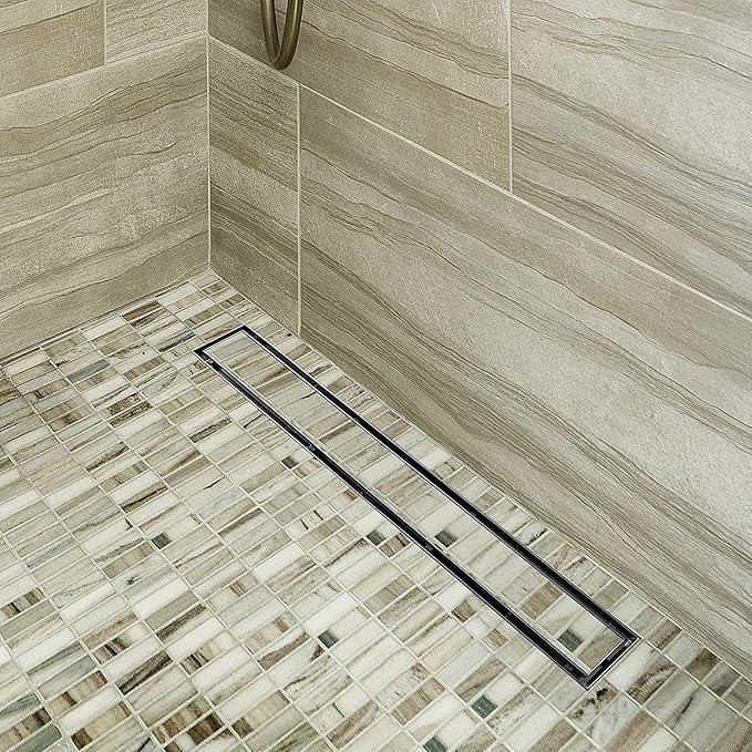 Neodrain 30-Inch Linear Shower Drain with Tile Insert Grate,Brushed 304 Stainless Steel Rectangle Shower Floor Drain, Linear Drain with Leveling Feet, Hair Strainer