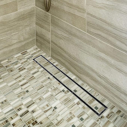 Neodrain 30-Inch Linear Shower Drain with Tile Insert Grate,Brushed 304 Stainless Steel Rectangle Shower Floor Drain, Linear Drain with Leveling Feet, Hair Strainer