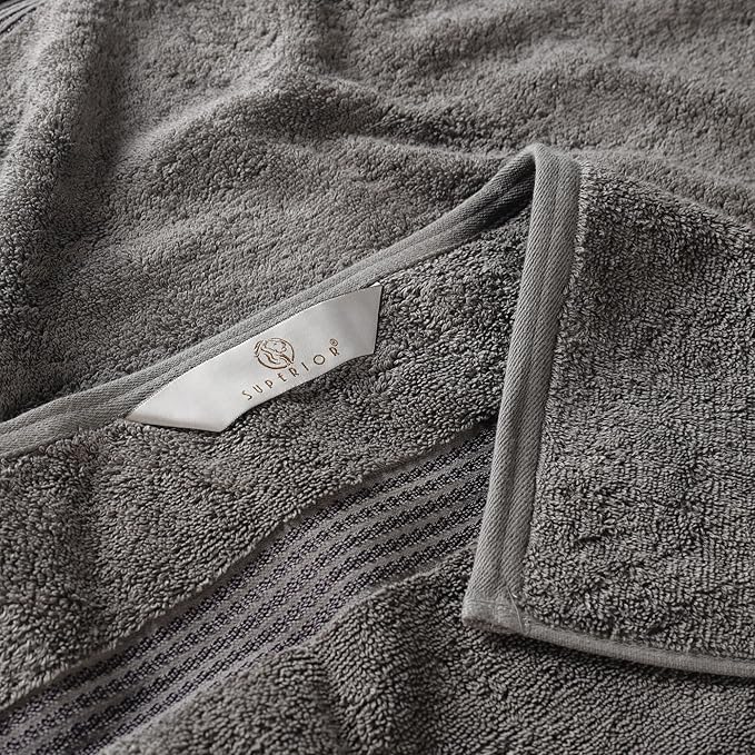 Superior Egyptian Cotton Bath Towel Set, Towels for Home Bathroom, Master, Guest Bath, Decor Essentials, Quick Dry, Absorbent, Large Body Towels, Spa, Hotel, Resort, Adult, Kids, Set of 4, Charcoal