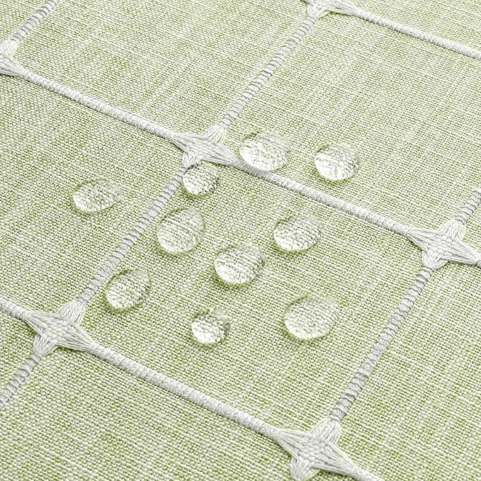 MitoVilla No Hooks Needed Boho Farmhouse Shower Curtain with Snap-in Liner, Cotton Linen Fabric Shower Curtains with Tassels for Rustic Neutral Bathroom Decor, Sage Green, 72 x 74