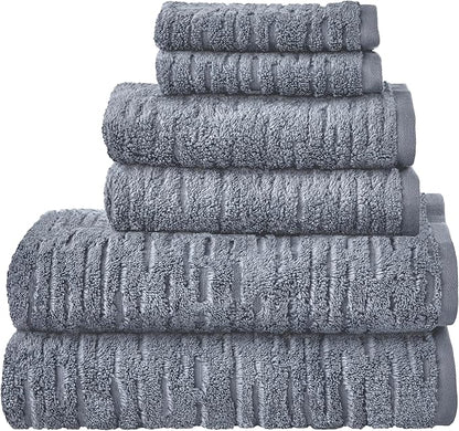 SKL Home CloudSoft Cotton Luxury 6-Piece Towel Set, Smoke Blue