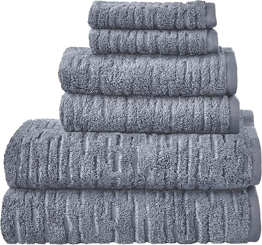 SKL Home CloudSoft Cotton Luxury 6-Piece Towel Set, Smoke Blue