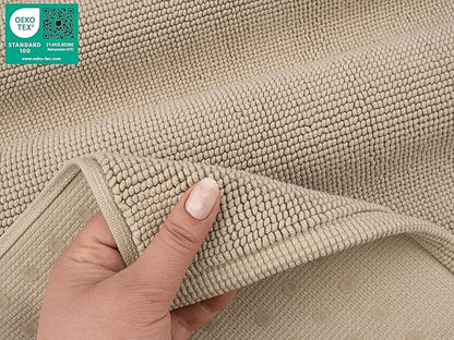 American Soft Linen Bath Rug, 20 in 34 in 100% Cotton Bath Mats Rugs for Bathroom, Slip Reducer Washable Shaggy Form Area Rugs, Beige Bath Rug