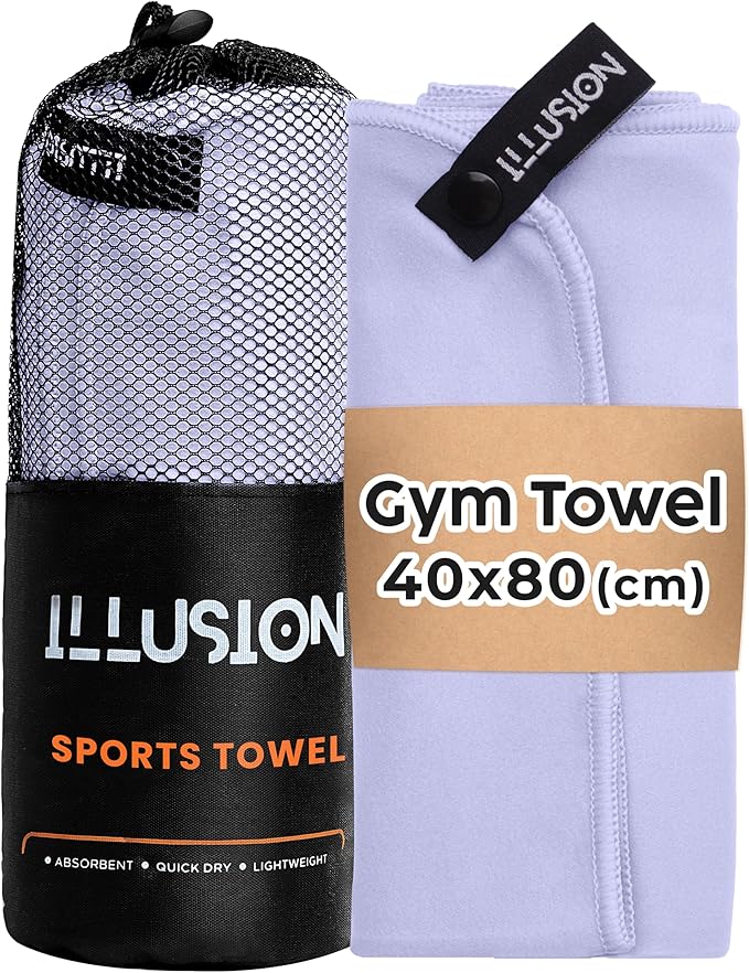 illusion Small Microfiber Gym Towels for Men and Women Active Sports (32" L x 16''W)-Lightweight Quick Dry Gym Towel for Sweat-Workout Towels Ideal for Yoga, Camping, Running, and Outdoor Activities