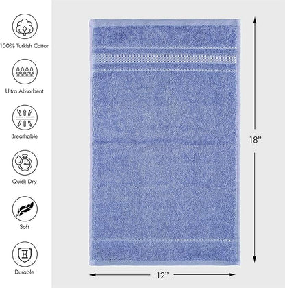 Melissa Linen, Fingertip Towels 4 Pack, 100% Turkish Cotton, Small Hand Towels for Body and Face, 12 x 18 in, Soft and Absorbent, Quick Dry, (Cobalt Blue Fingertip Towels)