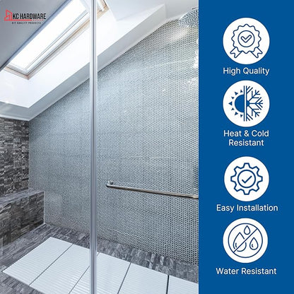 Frameless Shower Door Side Seal Strip H-Type 180 Degree 85inch Length, Clear (1, 1/2inch Glass)
