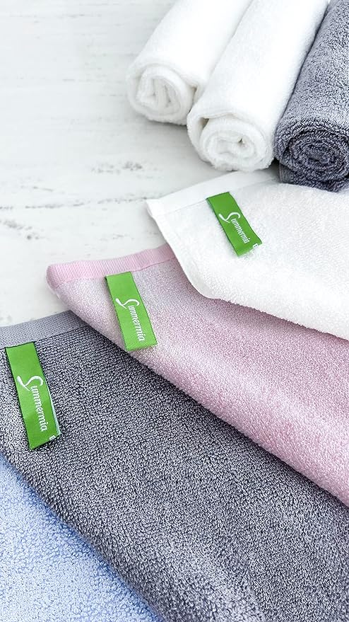 Washcloths 12 Pack 33 x 33 cm - Soft Face Cloths for Your Facial Towel, Wash Cloths for Your Body (White + Teal)