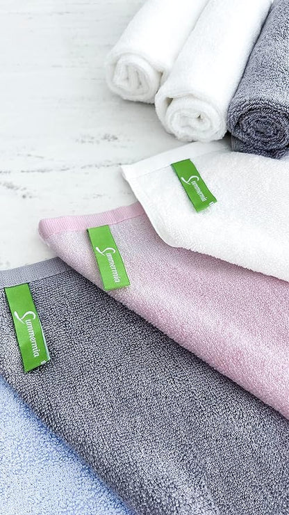 Washcloths 12 Pack 33 x 33 cm - Soft Face Cloths for Your Facial Towel, Wash Cloths for Your Body (White + Teal)