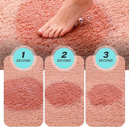 Kmson Bathroom Rugs Mat, 36"x24" Ultra Soft Washable Shaggy Chenille Bath Rugs, Non-Slip Fluffy Thick Water Absorbent Microfiber Mat for Bathtub, Sink and Shower, Pink