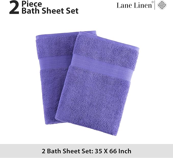LANE LINEN 100% Pure Cotton Pack of 2 Bath Sheets (35"x66") - Fade Resistant, Machine Washable & Highly Absorbent Extra Large Towel Set - Oversized Luxury Towels for Bathroom, Hotel & Spa - Blue Irish