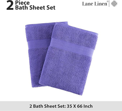 LANE LINEN 100% Pure Cotton Pack of 2 Bath Sheets (35"x66") - Fade Resistant, Machine Washable & Highly Absorbent Extra Large Towel Set - Oversized Luxury Towels for Bathroom, Hotel & Spa - Blue Irish