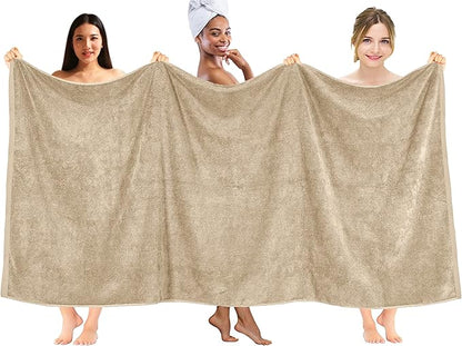 DAN RIVER Pack of 1 Bath Sheet 40x80 Inches, Big Towels Oversized Extra Large Bath Towel, Absorbent Organic Cotton Towel - Tan