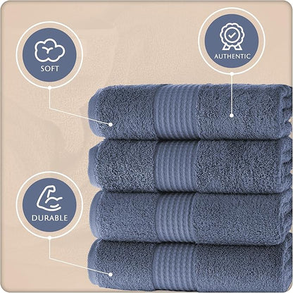 MAURA Basics Hand Towels for Bathroom with Hanging Hook Loops. Soft, Durable, Long Lasting and Absorbent Hand Towel Sets for Bathroom, American Standard Size 16"x28", Denim Blue