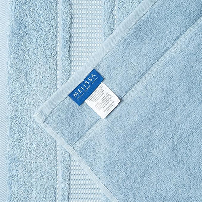 Melissa Linen, 100% Cotton Washcloths for Bathroom, 4-Piece 12x12 in Wash Cloth Set, Turkish Small Hand Towels, Soft Rags for Face and Body, (Blue Washcloths)