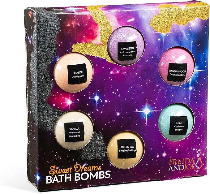 Sweet Dreams Aromatherapy Relaxing Bath Bomb Gift Set for Women - 6 Bomb Bath Fizzers at 4OZ or 113g per Bubble & Spa Bath Gifts