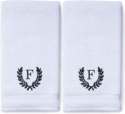 Decorative and Monogrammed Hand Towels for Bathroom Kitchen Makeup | Personalized Gift for Wedding-Bridal | Roman Font Custom Luxury Turkish Towel | Spa Collection, Oversized, 16 X 30 Inch, Set of 2