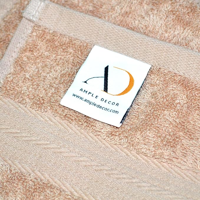 Ample Decor Hand Towel 18 X 28 Inch Pack of 12 600 GSM 100% Cotton, Soft Absorbent Thick Durable Premium Quality, for Hotel, Bathroom, Spa, Daily Use, Gym - Machine Washable - Beige