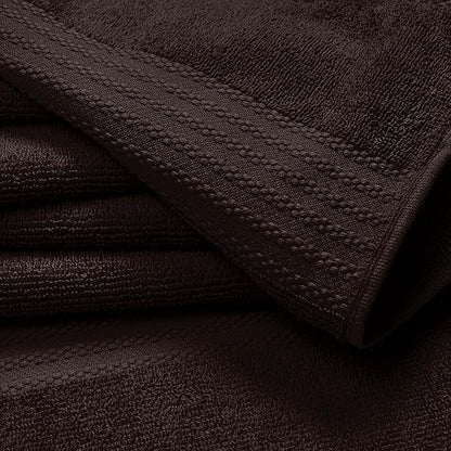 GLAMBURG Ultra Soft 12-Piece Washcloths Set 13x13-100% Ringspun Cotton - Durable & Highly Absorbent Face Towels - Ideal for use in Bathroom, Kitchen, Gym, Spa & General Cleaning - Chocolate Brown