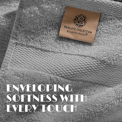 White Classic Light Gray Hand Towels for Bathroom [6 Pack] Cotton Hand Towel Bulk for Gym, Kitchen and Spa, 16x27 Inches Soft Highly Absorbent Quick Dry Terry Salon Towels