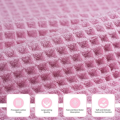 New Microfiber Waffle Bath Towels, 3 Pieces, Oversized, Soft, Absorbent, Fast Drying, Lint Free, Includes Bath, Face and Hand Towels