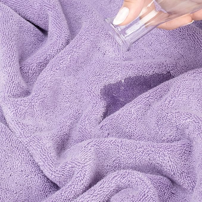American Soft Linen Salem 100% Cotton Turkish 4 Piece Bath Towels for Bathroom, 600 GSM Soft Absorbent Quick Dry Bath Towel Set, Lilac